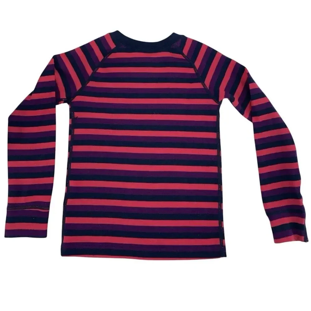 Youth Size 3/4Y Mountain Warehouse Merino Wool Top Pink Purple Navy Striped